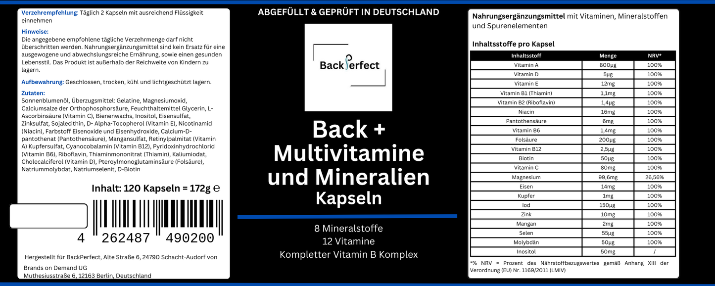 "Back +" Nahrungsergänzungsmittel